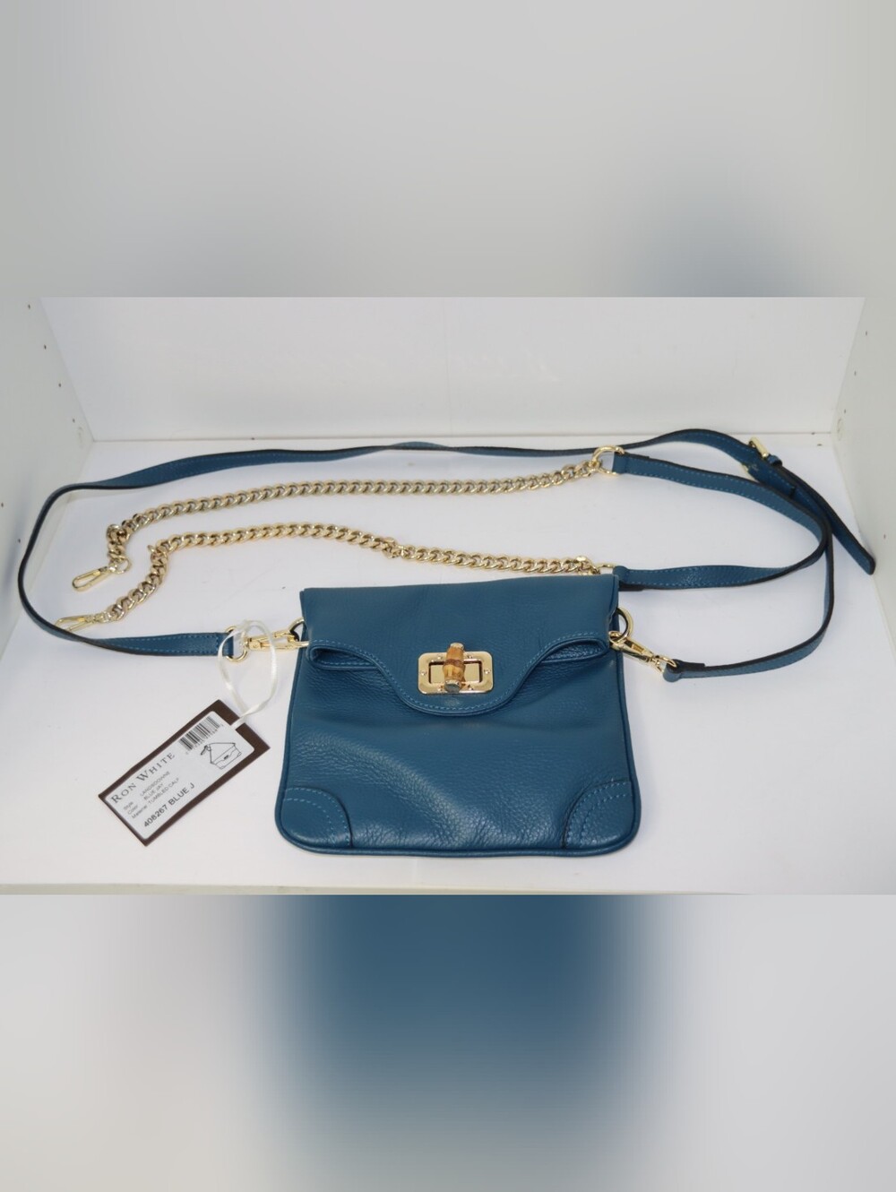 Ron White Teal Leather Crossbody Bag